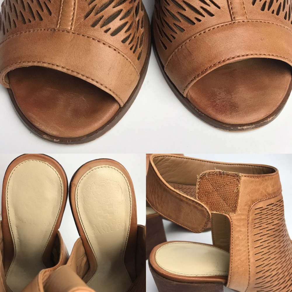 Vince Camuto Lavette Peep Toe Ankle Booties Brown - Picture 2 of 8